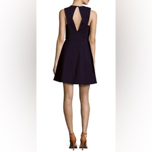 Halston Heritage Split Neck Flare Dress - Picture 4 of 16